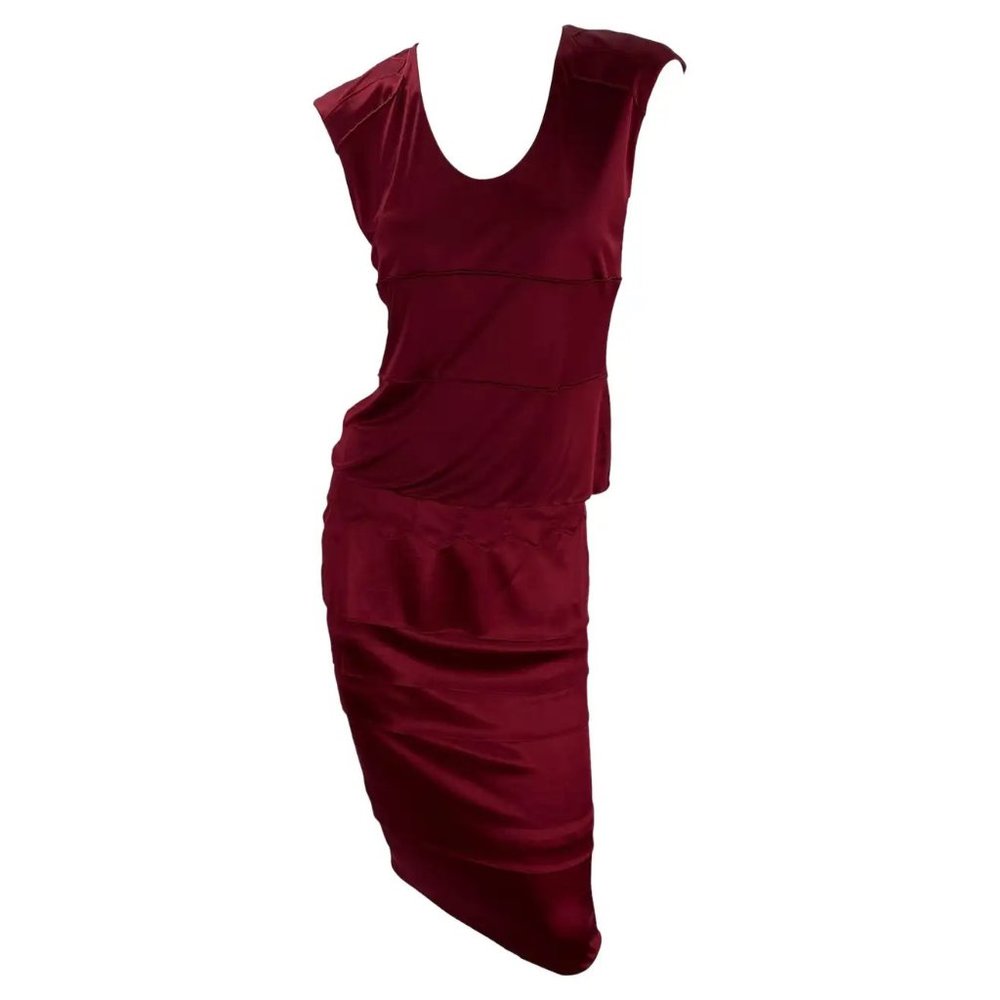 F/W 2004 Vintage Tom Ford for YSL burgundy red jersey skirt suit Size 4